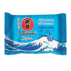 Салфетки влажные Maneki с антибактериальным эффектом аромат морская свежесть 15шт./упак