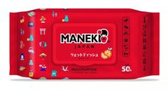 Салфетки влажные Maneki универсальные очищающие аромат цитрусов 50 шт./упак