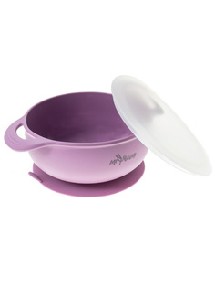 Силиконовая тарелка на присоске с крышкой Miyoumi Lavender TSK0001/233