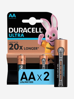 Батарейки щелочные Duracell Ultra АА, 2 шт., Черный, размер Без размера