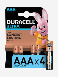 Батарейки щелочные Duracell Ultra ААА, 4 шт., Черный, размер Без размера