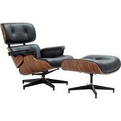 Комплект Bradex Кресло Eames lounge chair черный и оттоманка Eames lounge chair черная
