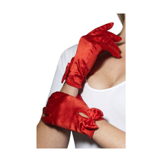 Атласные перчатки Fever с бантом S-M-L красный