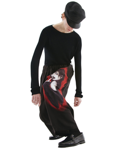 Укороченные брюки из шелка с принтом Yohji Yamamoto