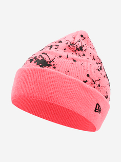 Шапка для девочек New Era Splatter Cuff Knit, Розовый, размер 53-54