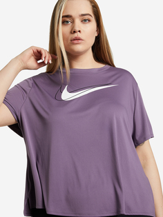 Футболка женская Nike Dri-FIT Swoosh Run, Plus Size, Фиолетовый, размер 52-54