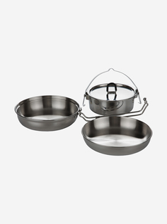 Набор посуды: котелок, сковорода, миска Tatonka CAMP SET REGULAR, Серебряный, размер Без размера