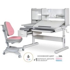 Комплект Mealux EVO Парта Florida Multicolor G + кресло Onyx DPG (EVO-52 W + G MC + Y 110 DPG) - (стол+кресло) столешница белая, накладки серые