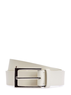 Светлый ремень из кожи с литой пряжкой и тисненым логотипом RE Vera