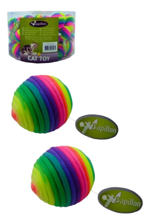 Мяч для кошек Papillon Радужный с погремушкой, текстиль, разноцветный, 3.5 см
