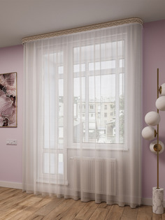 Тюль LEGRAND ЛЁН 300х260 с утяжелителем белая