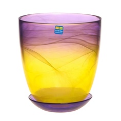 Горшок NiNaGlass органза с поддоном 15 см желто-фиолетовый