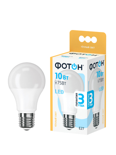 Светодиодная лампочка ФОТОН LED A60 10W E27 3000К для дома; для гостиной комнаты