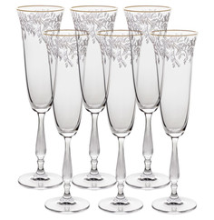 Бокалы для шампанского 190 мл 6 шт Crystal Bohemia "Fregata Антик Затирка золото" 245198