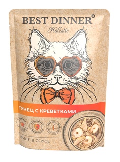 Влажный корм для кошек Best Dinner , тунец, креветки, 1шт, 70г
