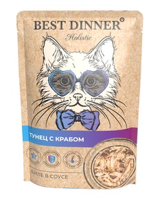 Влажный корм для кошек Best Dinner , тунец, краб, 1шт, 70г