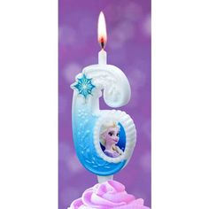 Свеча праздничная для торта фигурная Disney Фрозен цифра 6 12 см
