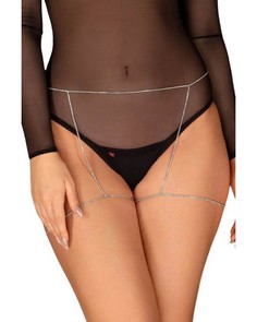 Серебристое украшение на бедра со стразами Obsessive