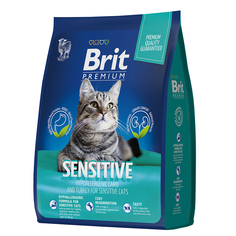 Сухой корм для кошек Brit Premium Cat Sensitive, индейка, ягненок, 400г Brit*