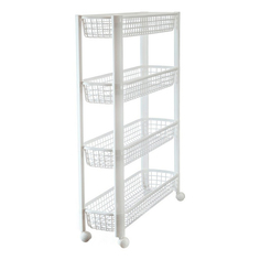 Полка М-Пластика узкая на колесах 4 секции белая М 2719