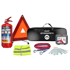 Набор автомобилиста "АВТО" аптечка, огнетушитель, знак авар. Остановки трос буксировочный ФЭСТ