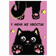 Блокнот с гелевой обложкой 110х145 мм А6 56 л скоба CENTRUM Хвостик черный 84278