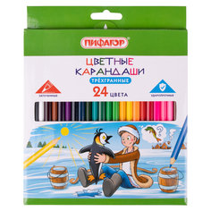Карандаши цветные Пифагор Сказки 24 цвета классические заточенные 150г