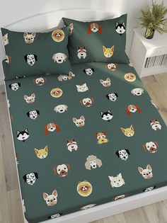 Простынь на резинке Сказка "Dogs " 140х200 см, перкаль