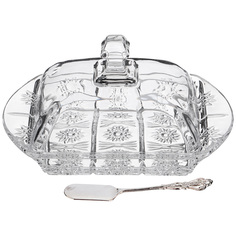 Масленка Muza Crystal 17,5*10,5 см. высота 9 см. + Нож Lefard