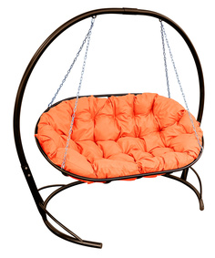 Диван M-GROUP "МАМАСАН" подвесной коричневый, оранжевая подушка
