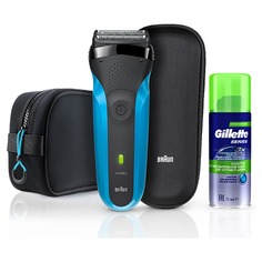 Электробритва Braun Series 3 310TS + гель Gillette + футляр + нессесер