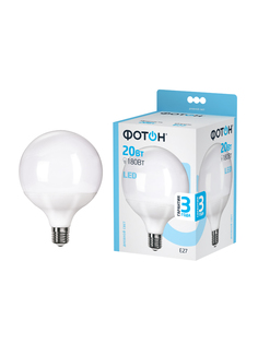 Лампочка светодиодная ФОТОН LED G120 20W E27 4000К для дома; для гостиной комнаты
