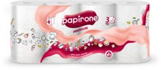 Трехслойные полотенца Папироне, трехслойные, 100% целлюлоза, 4 рулона Papirone