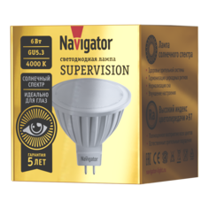 Лампочка Navigator SUPERVISION, Холодный белый свет, GU 5.3, MR16 6 Вт, 1 шт