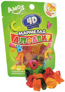 Мармелад Amos 4D 3D + Delicious Алфавит 48г Амос