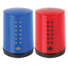 Точилка FABER-CASTELL Grip 2001 Mini, с контейнером, пластиковая, красная/синяя, 183710