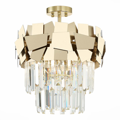 Потолочная люстра хрустальная на штанге каскадная золото ST Luce Caserta SL1232.202.05