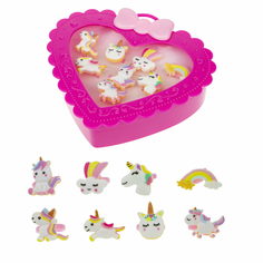 1TOY Набор украшений Sweet heart Bijou в ярко-розовой шкатулке 8 колец Единороги Т21035-2