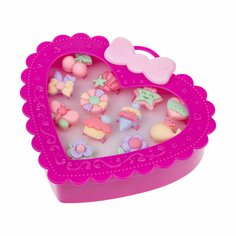 1TOY Набор украшений Sweet heart Bijou в ярко-розовой шкатулке 12 колец Т21033-2