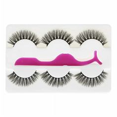 Набор накладных ресниц ЮниLook 3 пары + Пластиковый пинцет