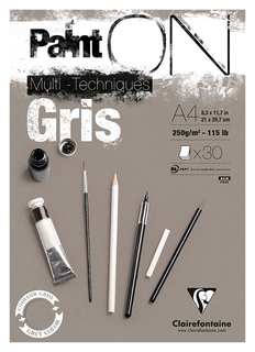 Альбом-склейка Clairefontaine PaintON Grey для смешанных техник А4 30 л 250 г серый