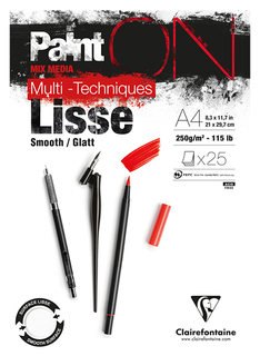 Альбом-склейка Clairefontaine PaintON Smooth для смешанных техник А4 25 л 250 г белый