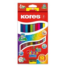 Карандаши цветные Kores 1334937 DUO Jumbo 24 цвета трехгранные с точилкой