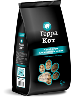 Сухой корм для кошек Терра Кот, с норвежским лососем, 0,4кг