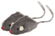 Мягкая игрушка для кошек Triol Мышь натуральный мех, серый, 14 см