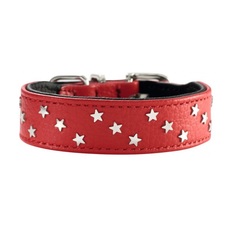 Ошейник для собак HUNTER Capri Mini Stars, обхват шеи 30-34.5 см, кожа, красный, черный