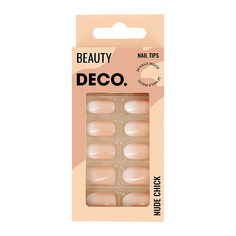 Набор накладных ногтей DECO. NUDE CHICK white ombre (24 шт + клеевые стикеры 24 шт)