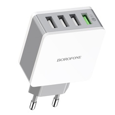Сетевое зарядное устройство Borofone BA43A, 4xUSB, 3,4 A, white