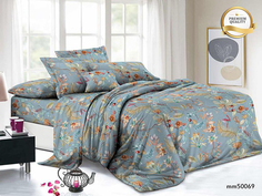 Покрывало стеганное двустороннее полисатин 3D /Цветочная дымка/1,5сп No Brand