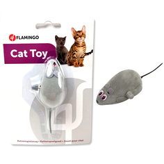 Заводная игрушка для кошек Flamingo мышка, текстиль, серый, 6 см